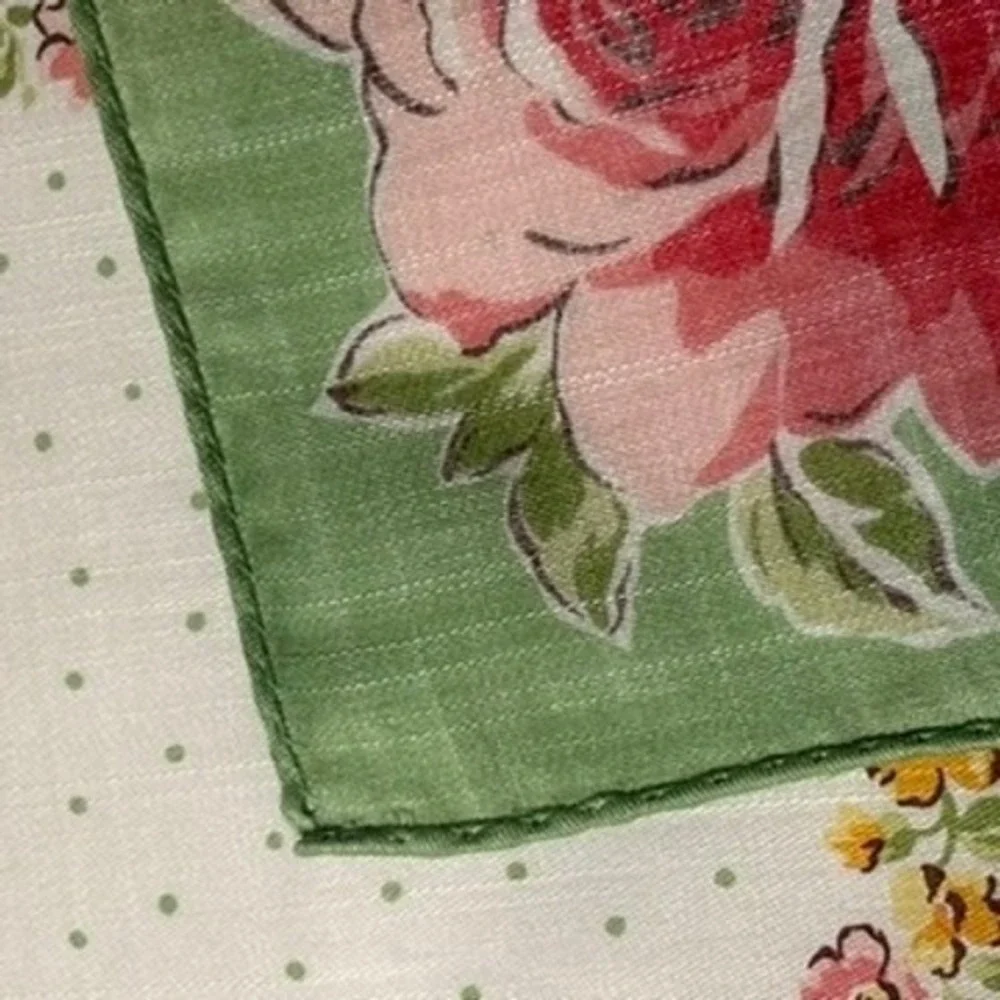Vtg RALPH LAUREN Scarf Handkerchief Floral Cotton Green Yellow Pink 20